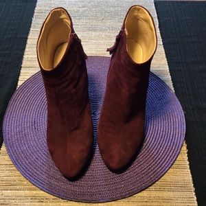 Nine West burgundy suede ankle boots, US 11M